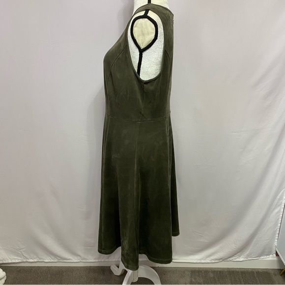 Philosophy Green Faux Leather/Suede Sleeveless  A-Line Dress Size 10 #0480 - Picture 2 of 12